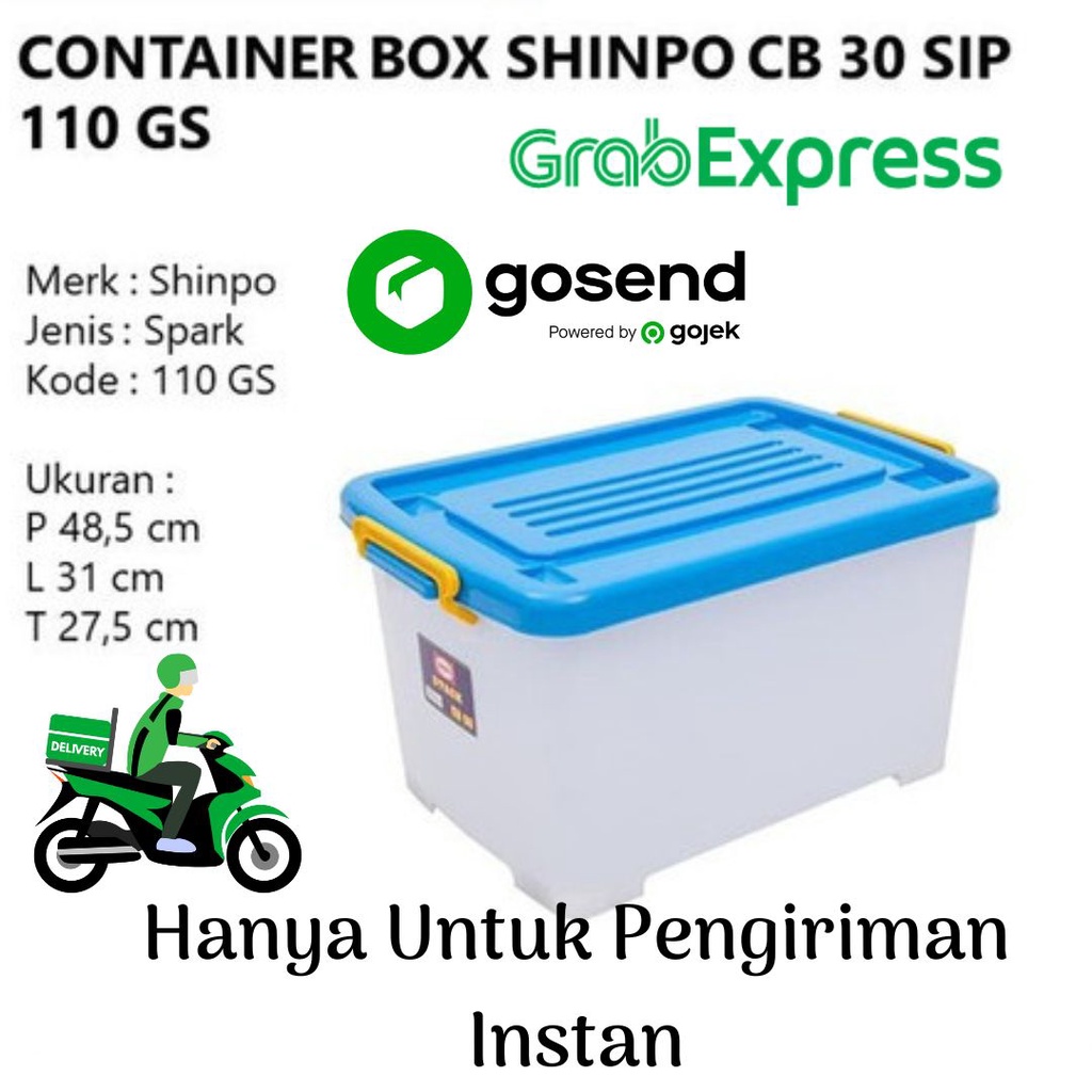 Container Box Plastik Jumbo Besar Multifungsi Ukuran 30 Liter SHINPO CB 30 SIP 110 [2 JAM SAMPAI] Warna Random PENGIRIMAN Khusus Instan