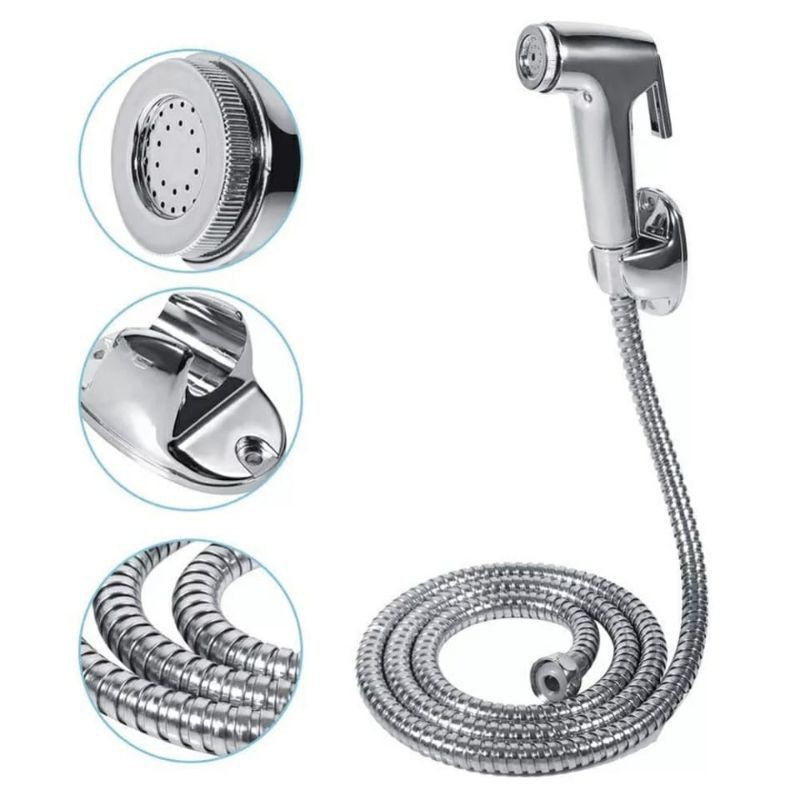 MURAH!!!Jet Shower Bidet Chrome Shower Pipis Cebok Pencet Semprot Toilet Kamar Mandi