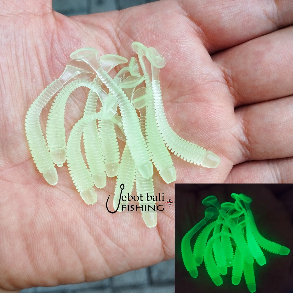 Softlure Paddle Tail GLOW 5cm - Umpan Pancing Casting UL Ajing - Soft Lure