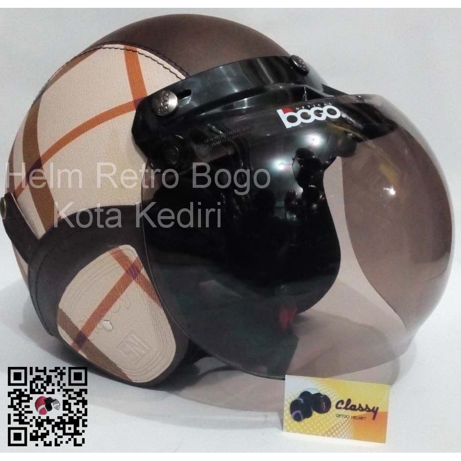 HM-1173 Helm Retro Bogo Sni Asli Burrbery Krem Murah