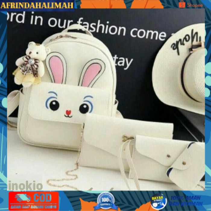 

[TERBARU] 4 Pcs/set Baru Pinokio Pu Kulit Ransel Sekolah Ransel untuk Remaja
