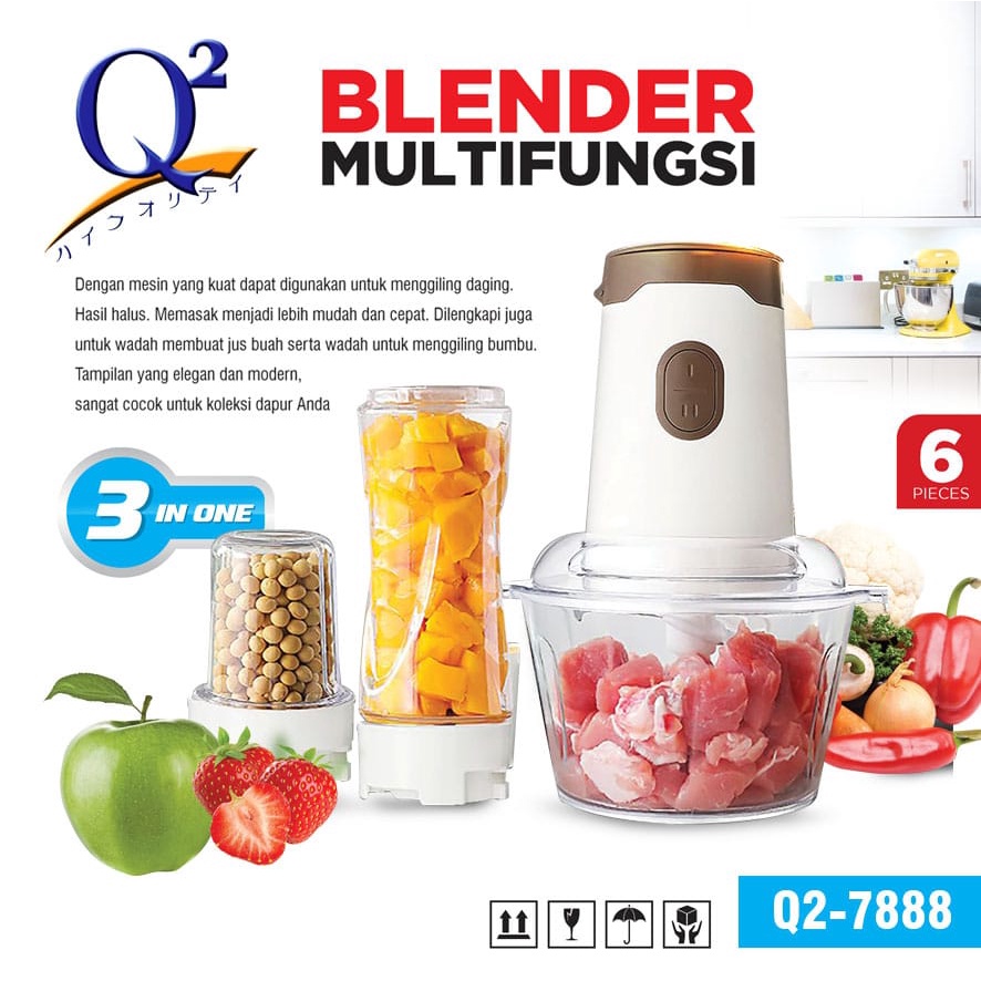 Food Proccessor Chopper Blender Bumbu Buah Sayur Daging Elektrik - Electric Meat Mincer Q2 7888