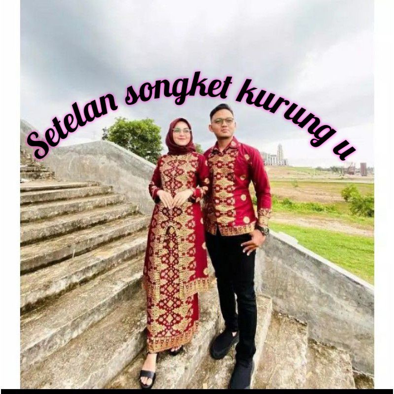 batik songket palembang-batik couple-setelan songket-batik couple