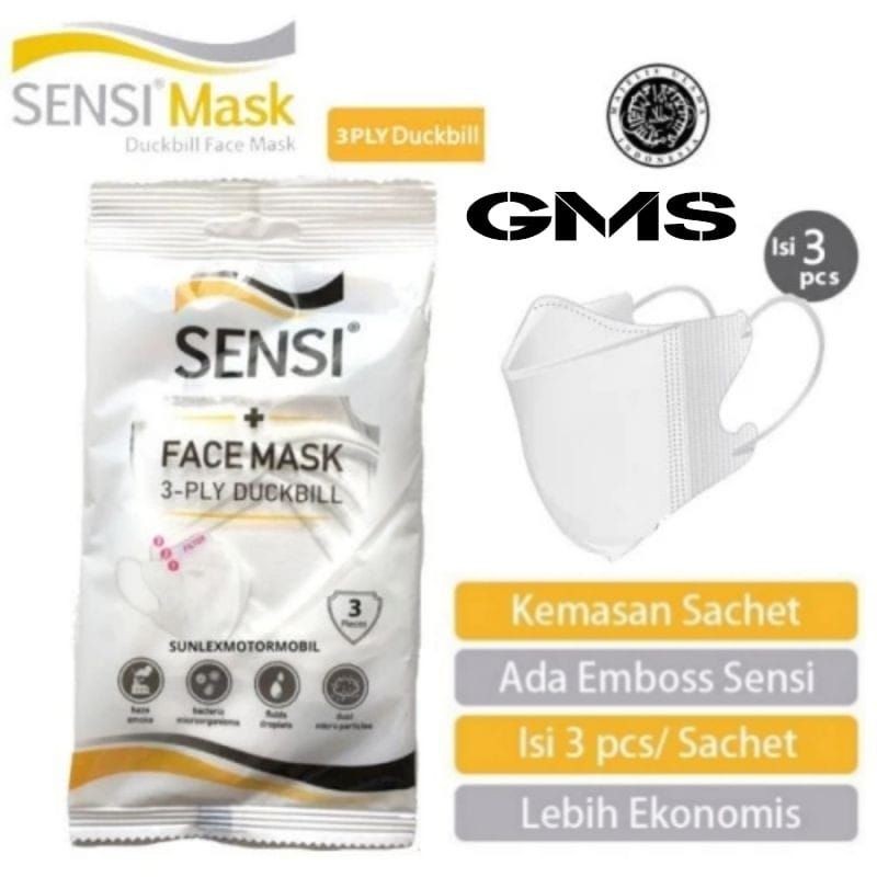 Masker Sensi Duckbill Per Pack Original kemasan Pabrik Ada Embos Sensi di Masker