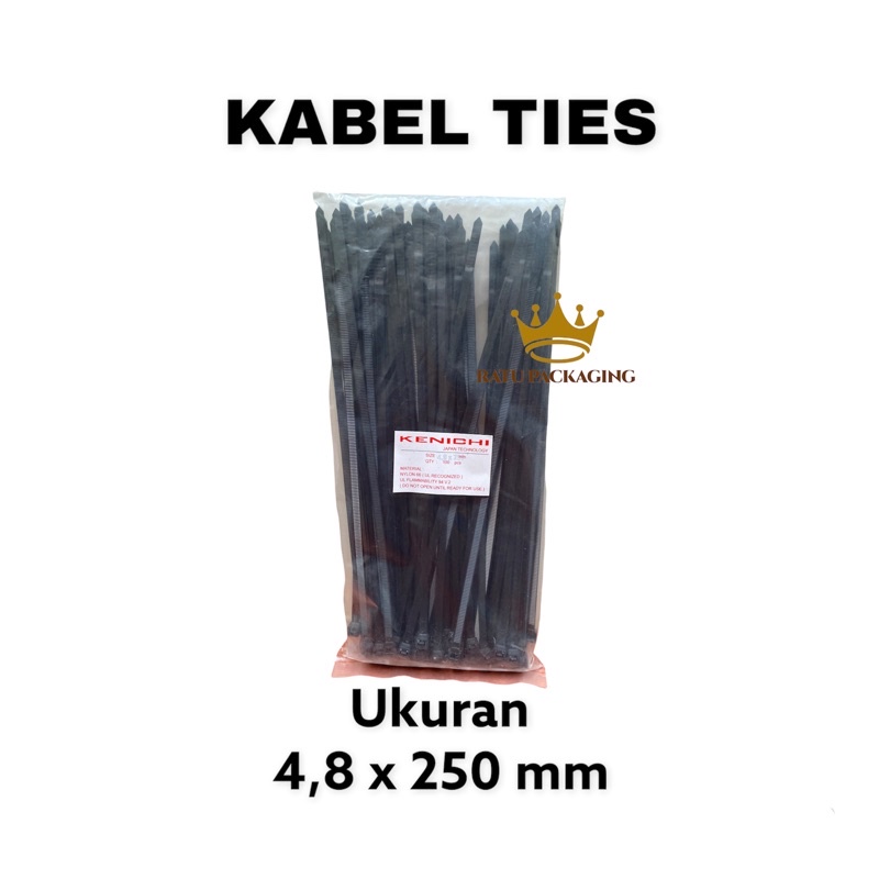 

RATU | Kabel Ties / Tali Ties 25cm , 4.8MM x 250MM Warna Hitam