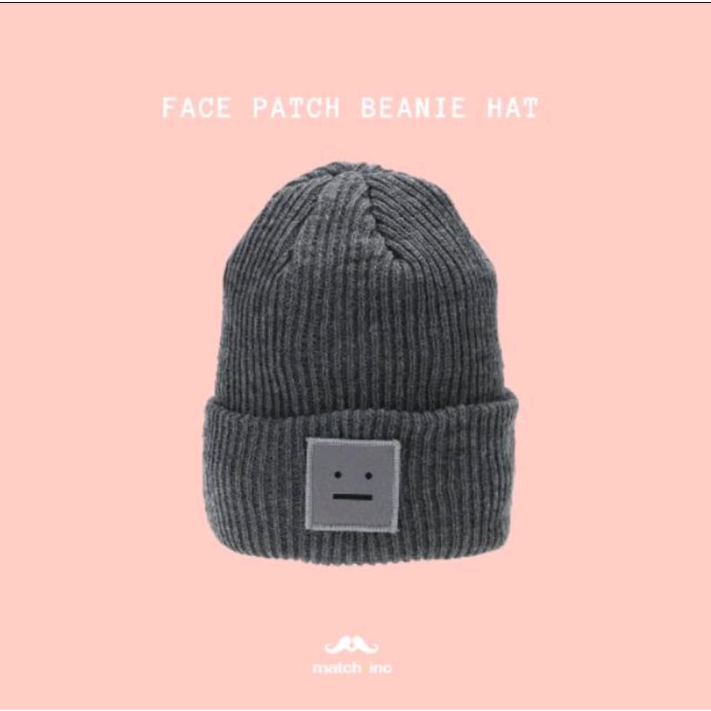 Topi Kupluk / Topi Beanies Hats Ala Korea Logo Face Patch Unisex