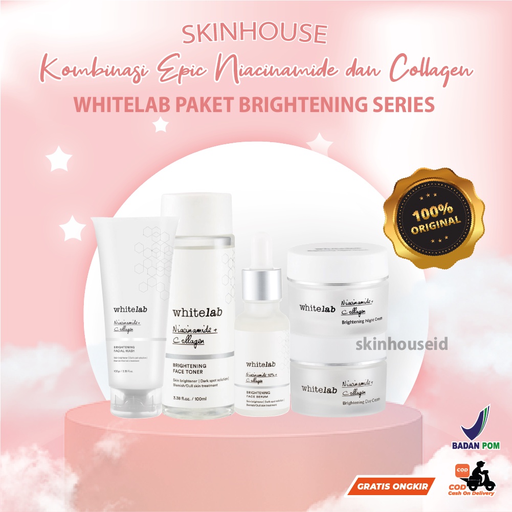 Skinhouseid Toner Whitelab Serum Niacinamide &amp; Collagen Paket Skincare Kecantikan Brightening Series BPOM