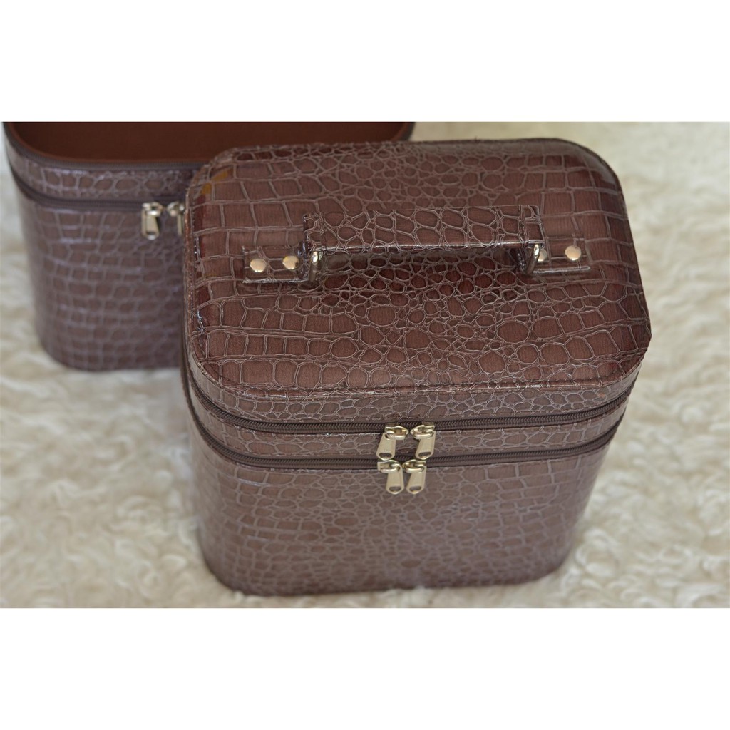 PROMO JUMBO SIZE TAS MEKE UP TAS KOSMETIK CANTIK ELEGAN - CROCO BROWN