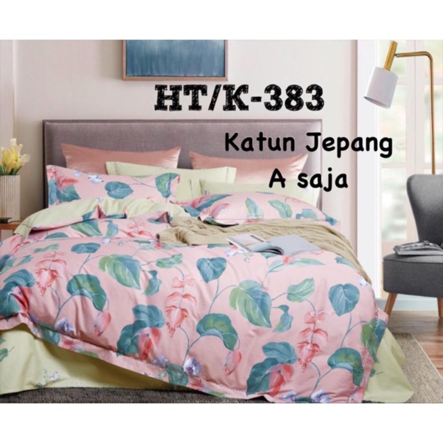  Sprei  Katun Jepang Ori motif  daun  pink K383 Shopee Indonesia