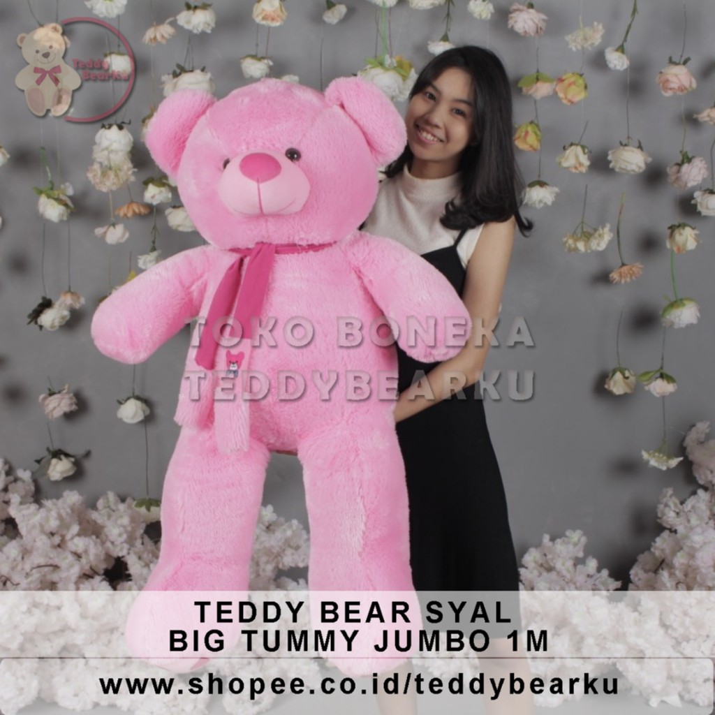 TERMURAH! BONEKA BERUANG TEDDY BEAR BIG TUMMY SYAL JUMBO 1 METER LUCU SUPER BESAR