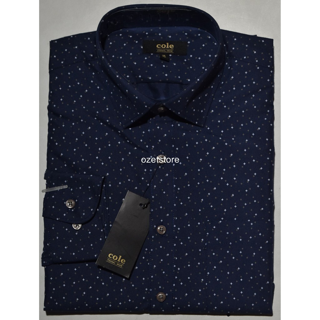 COLE Kemeja Pria Formal Lengan Panjang Navy Slimfit CF26 ORI