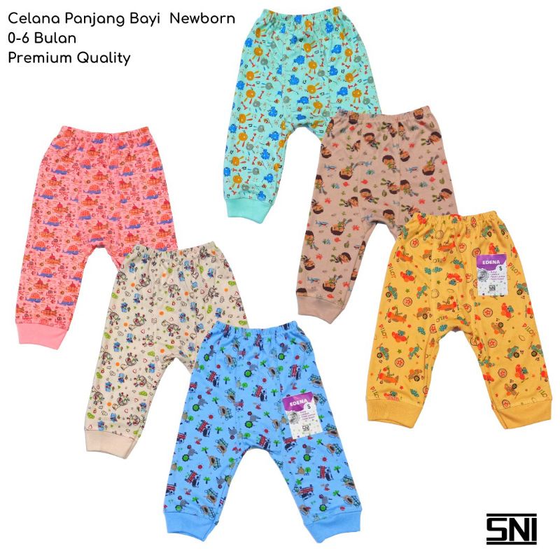 Celana Panjang Bayi SNI Edena 100% Cotton Size 0-6 Bulan Celana Panjang Bayi Baru Lahir Merk Edena SNI Premium Quality