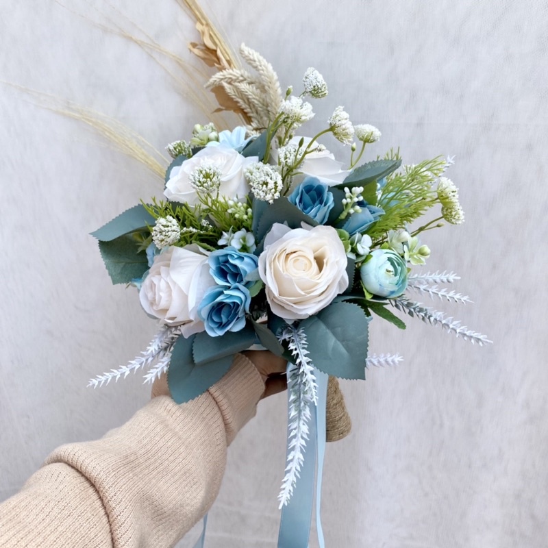 Wedding hand bouquet buket bunga kering warna pastel korean style custom mewah premium pernikahan lamaran wedding engagement