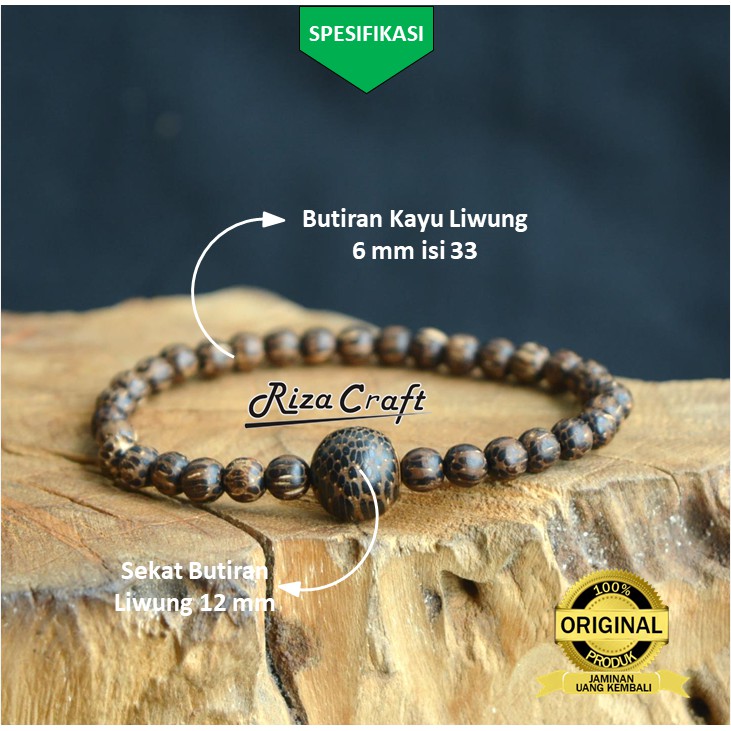 Gelang Tasbih 33 Butir Kayu Liwung ASLI serat Jenar Natural Gunung Lawu Etnik Unik