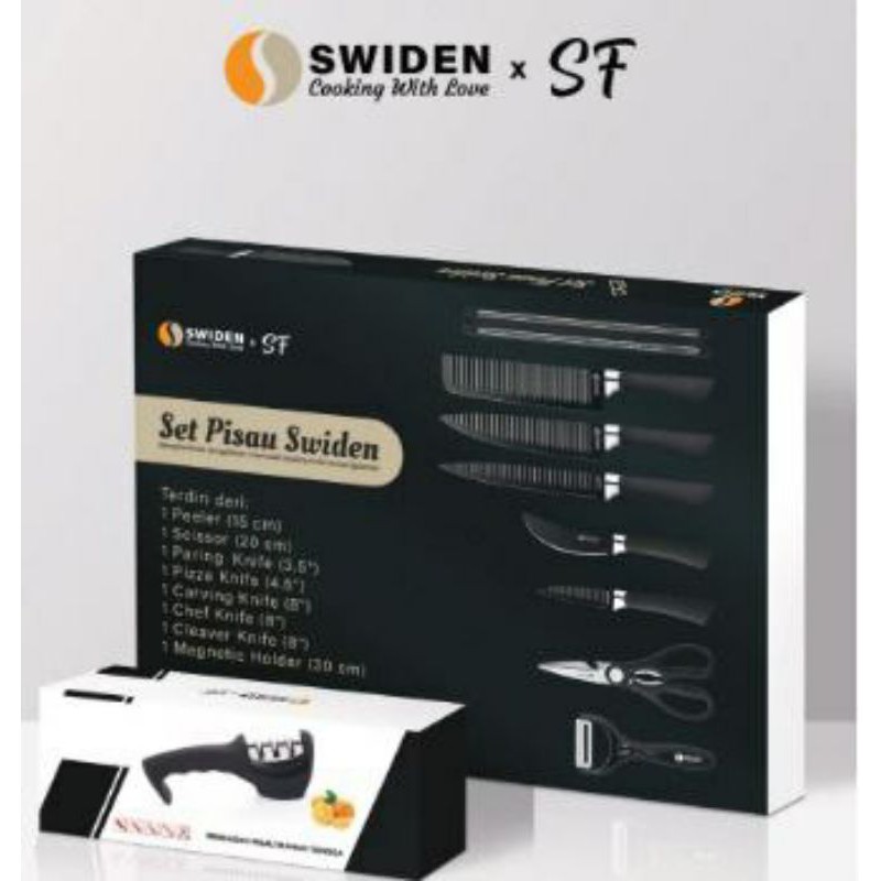 SWIDEN KNIFE SET Pisau dapur free Pengasah Pisau