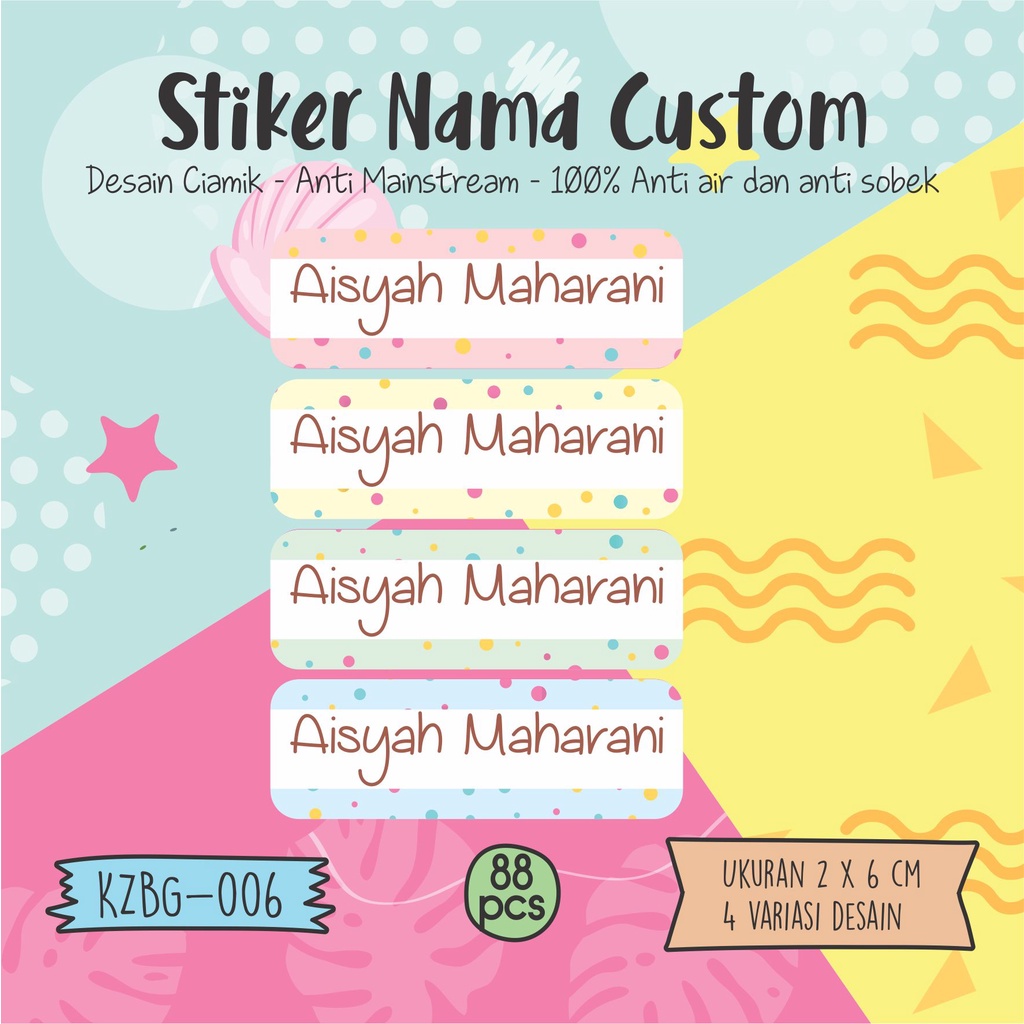 

sticker label nama perempuan kuda poniwaterproof KZBG 006