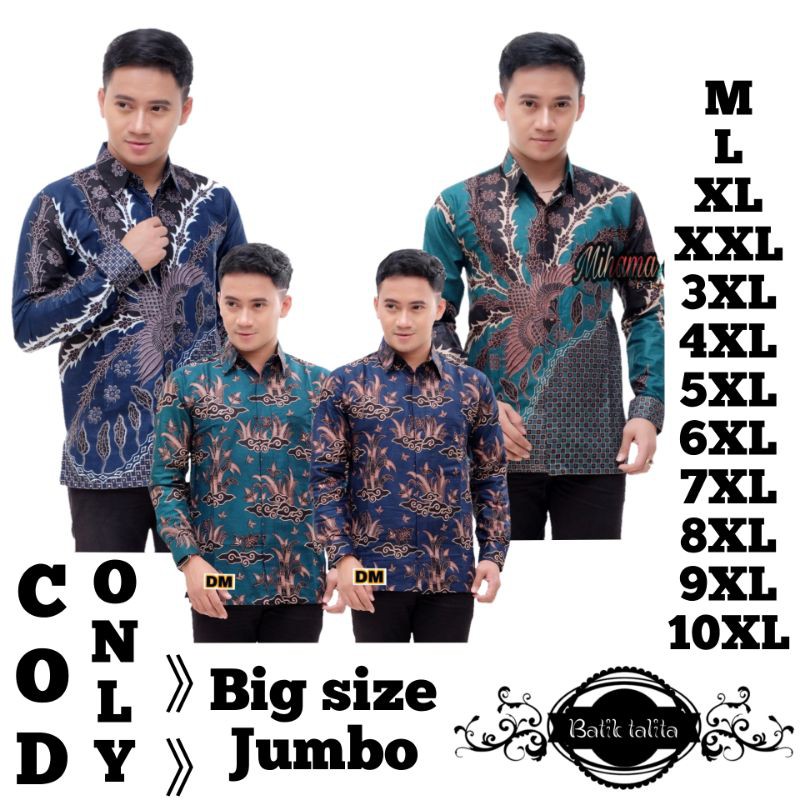 KEMEJA BATIK PRIA LENGAN PANJANG BIG SIZE JUMBO M.L.XL.XXL.3L.4L.5L.6L.7L.8L.9L.10L