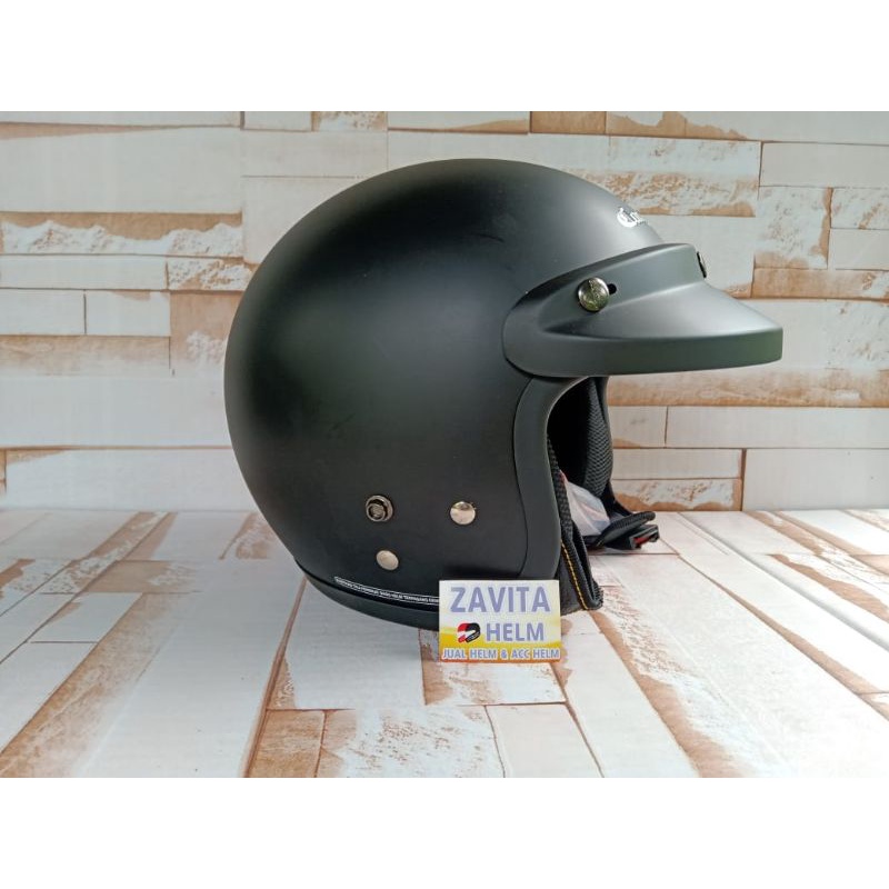 Helm Retro Cargloss Cfm Hitam Doff Original