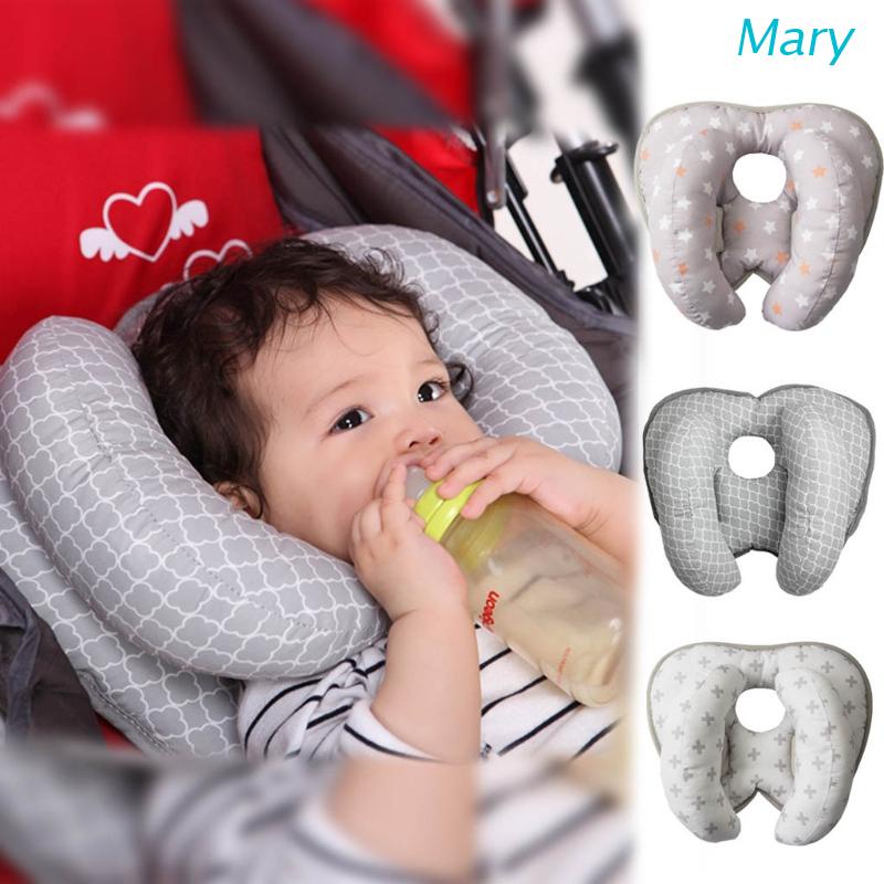 Mary Bantal Leher / Kepala 2 In 1 Adjustable Motif Kotak-Kotak / Bintang Untuk Bayi / Travel