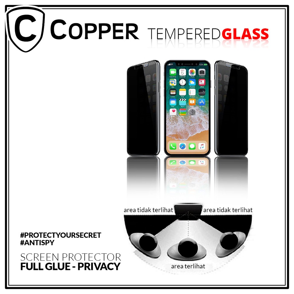 Samsung A71 - COPPER Tempered Glass Privacy/Anti Spy(Full Glue)