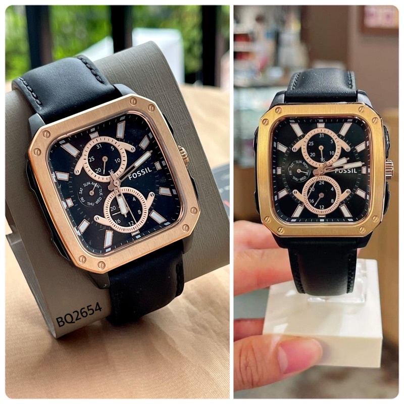 BQ2654 Multifunction Black Leather Watch Man