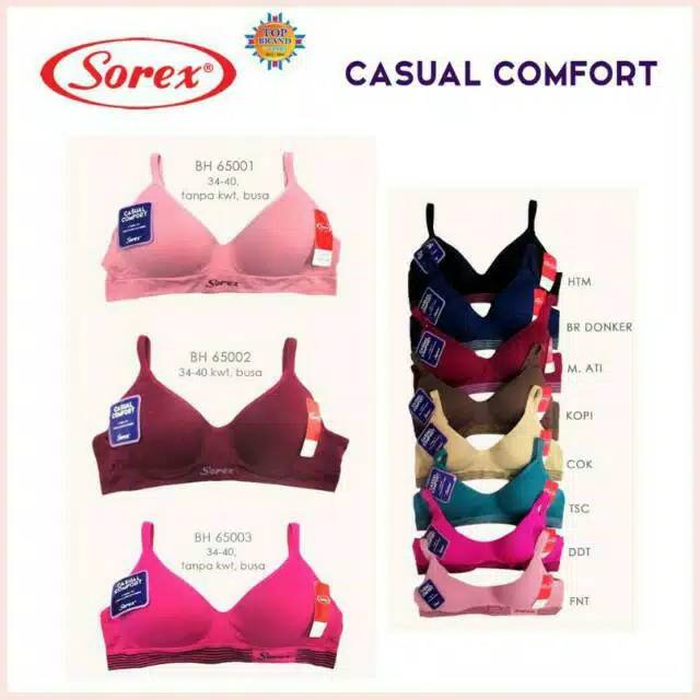 SOREX Bra 65001 Busa tipis  Tanpa  kawat  Casual  comfort