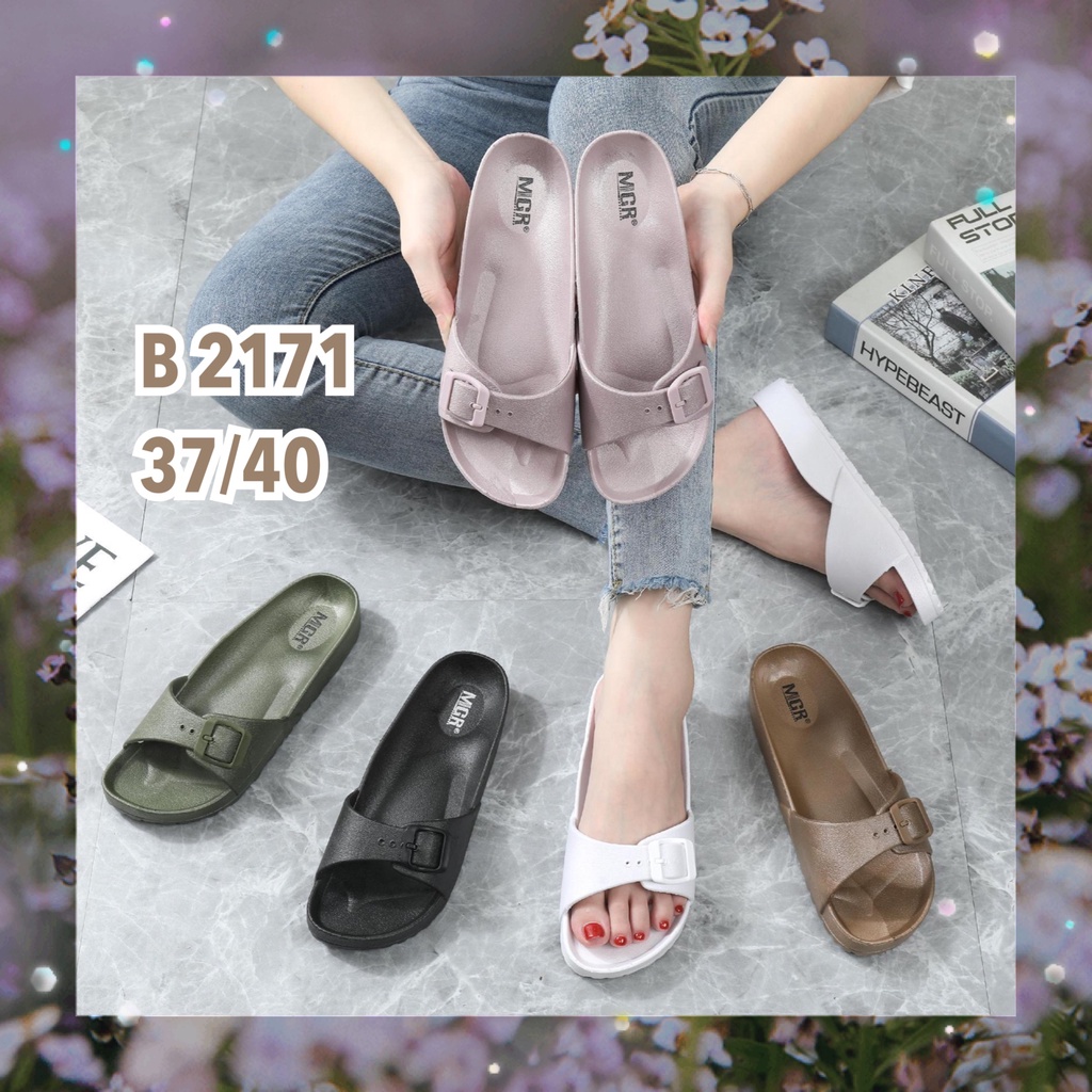 [BEST SELLER] Sandal Slop Jelly Wanita Gesper Kecil Simple Briken Casual Cantik Elegan MGR Mokaya Balance (2171)/Size 337-41