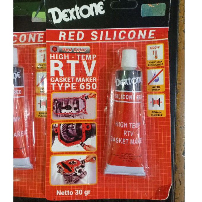 Dextone Silicone Red 30gr / Lem Gasket / Sealant Lem Silicone Merah (Hi-Temp / Tahan Panas)