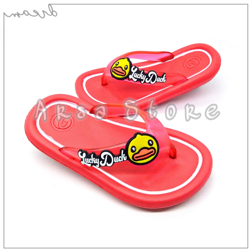 Sandal Jepit Anak Perempuan / Sendal Capit Anak Cewek Motif Bebek Lucu Umur 2 - 8 Tahun Terbaru