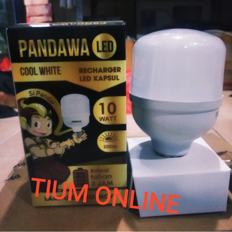 Pandawa Lampu Emergency LED 10 Watt AC/DC Magic Lamp Cahaya Putih