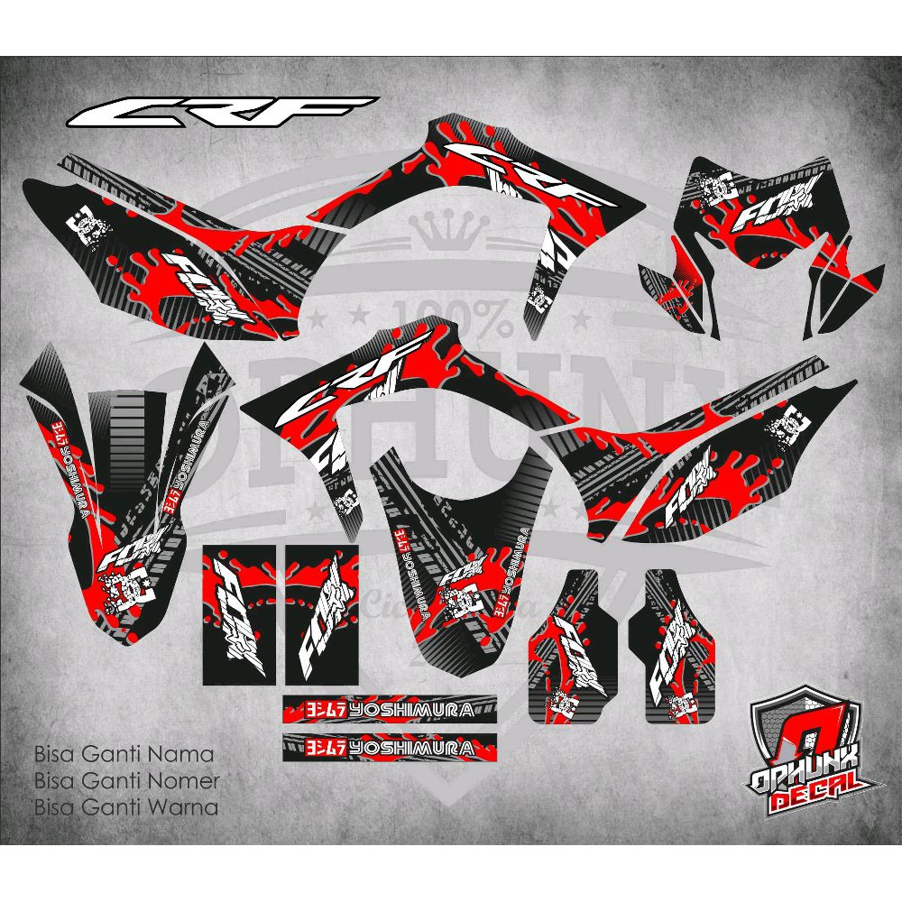stiker DECAL honda crf 150 L sticker abstrak merah  Terlaris