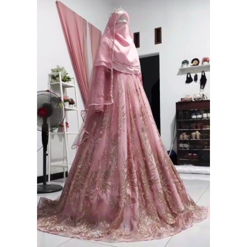 set gaun walimah syari Ndahlia Hijab