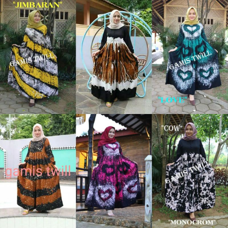 Batik Finza - Terbaru Gamis Twill Rayon Pekalongan Cap Malaman Ori Pekalongan Home Dress Syari Busui Jumbo Gamis Rayon Premium S M L XL XXL