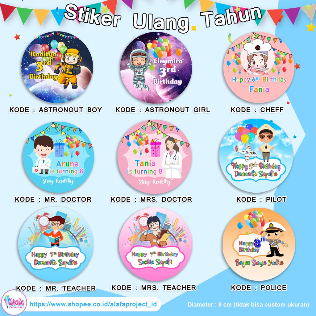 Birthday Card Stiker Ulang Tahun Stiker Aqiqah Anak Label Stiker Ulang Tahun