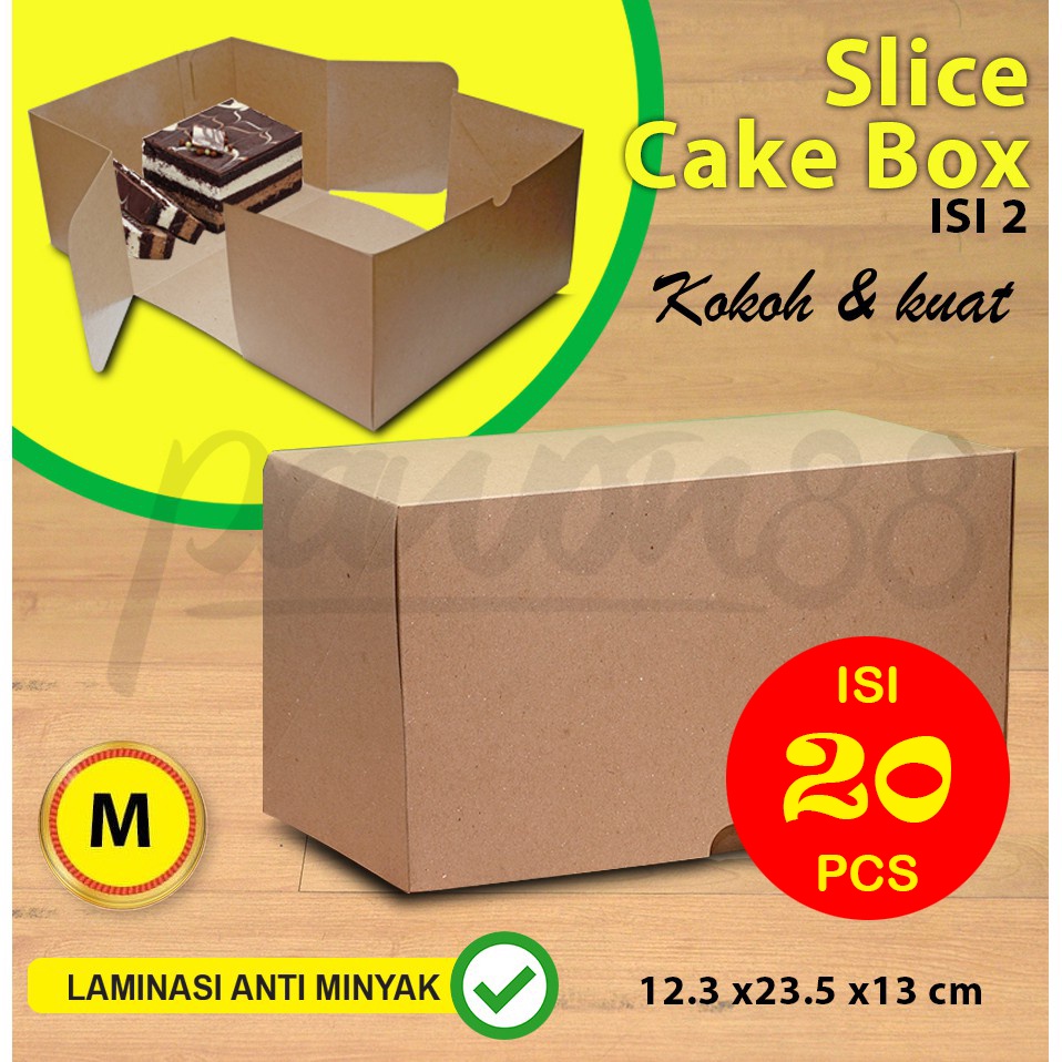 Kotak Box Dus Kue Cake Potong (M) | Tart-Lapis-Brownies-Blackforest -( 20 Pcs )