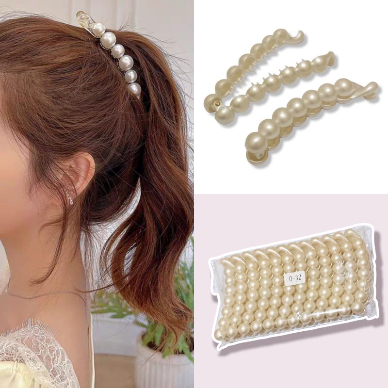 Jepit Rambut Pisang Mutiara 10cm Jepitan Ponytail Jedai Salon Banana Korea Ponytail IMPORT