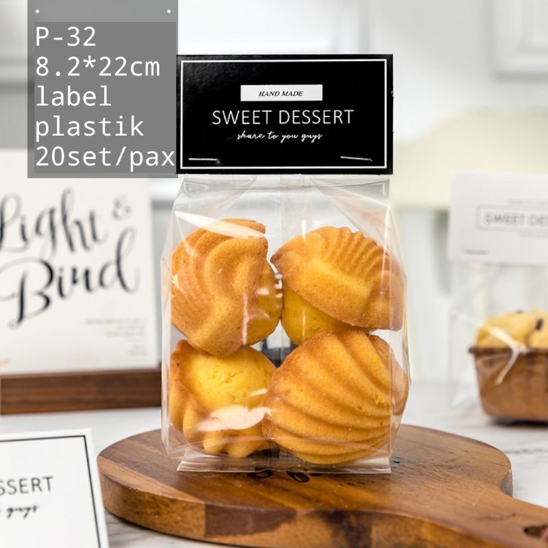 20pcs PLASTIK PACKING COOKIES LABEL SWEET DESSERT  P32