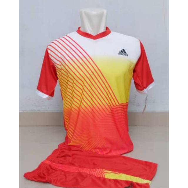 Jersey Futsal Jersey Sepakbola Printing Adidas Kuning Stripe Oren