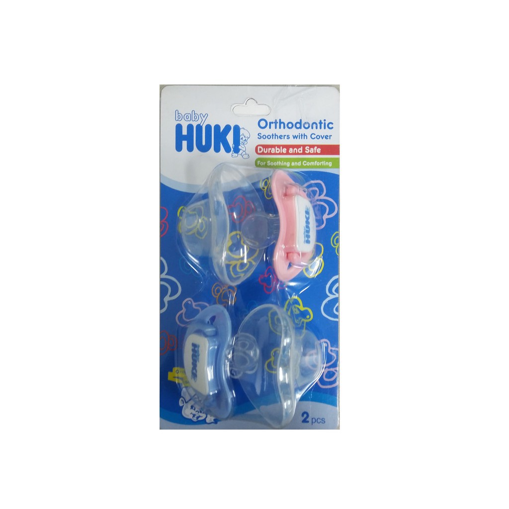 Huki Orthodontic Soother with Cover / Empeng Gepeng isi 2pcs