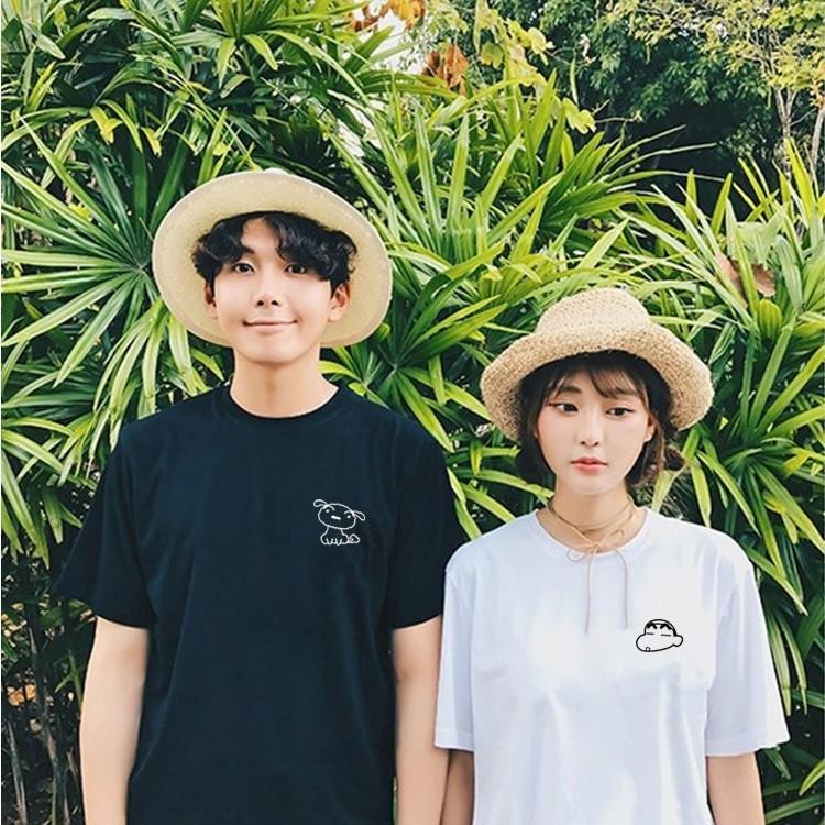 MYSTIQUE.ID-BAJU KAOS COUPLE SHINCHAN SIMPLE T-SHIRT LUCU DAN AESTHETIC