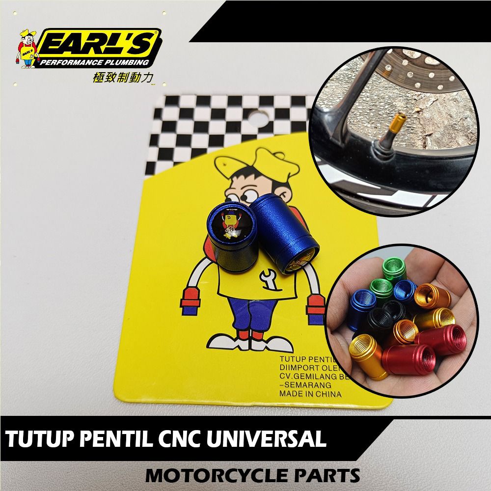 tutup pentil  warna polos earles universal motor, bebek, sport dan metic