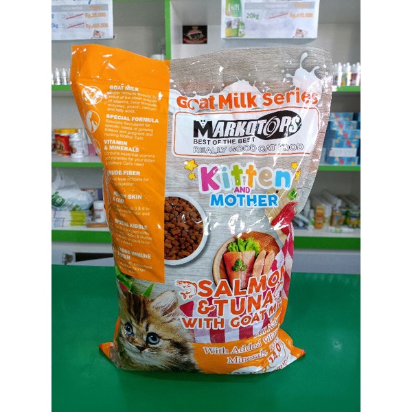 (PAKET 2KG) MARKOTOPS MOTHER N KITTEN SALMON TUNA KEMASAN REPACK 1KG/ CAT FOOD