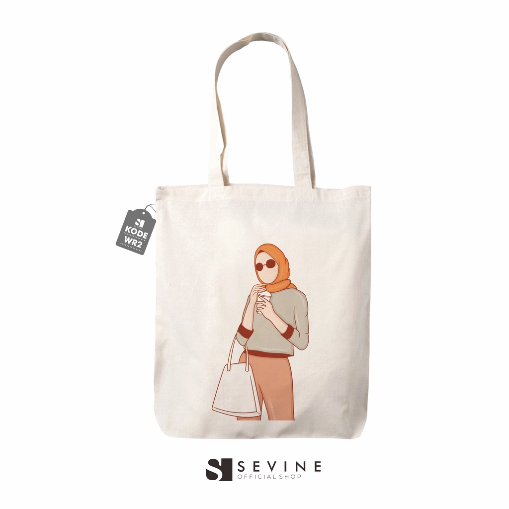 Sevine Totebag Drill Tas Fashion Wanita Tote Bag Resleting Desain Simple - WR