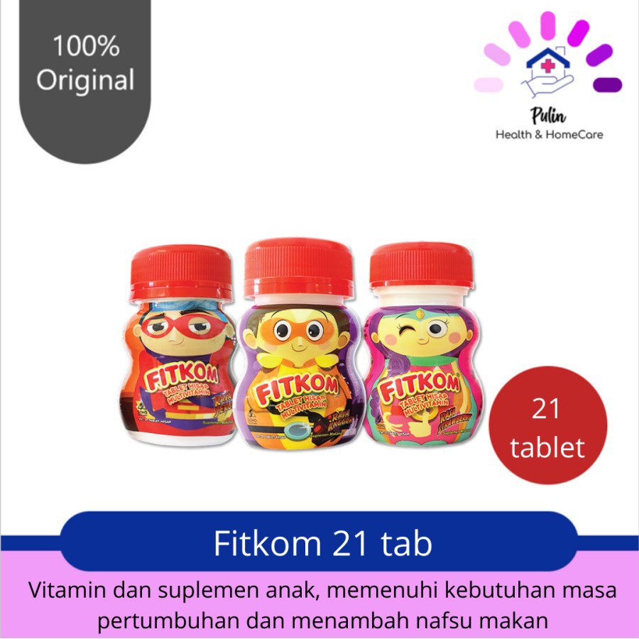 

Fitkom Rasa Anggur / Jeruk / Strawberry 21 tab / Multivitamin Anak tablet Hisap