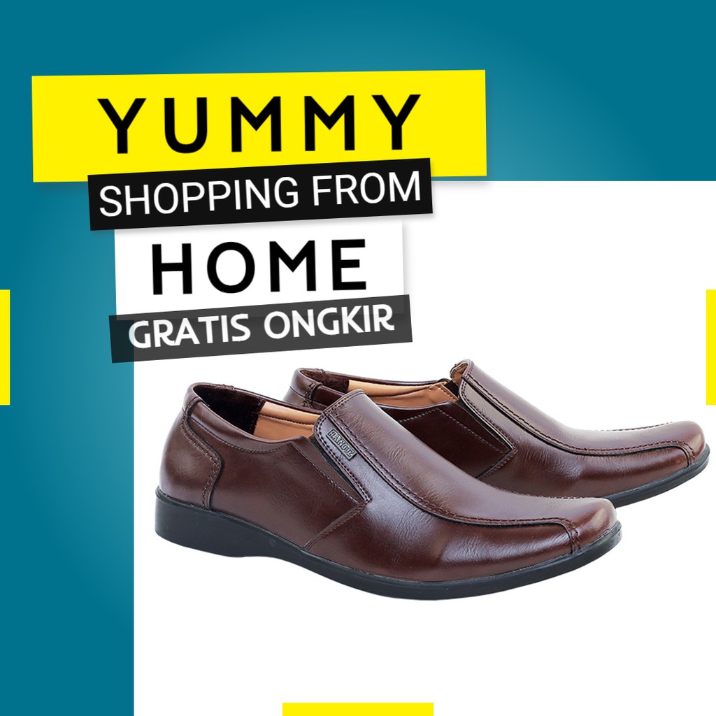 Sepatu Pantofel pria Kulit Cowok Formal Kerja Pria Tanpa Tali Terbaru Original 100% Anti Licin MURAH