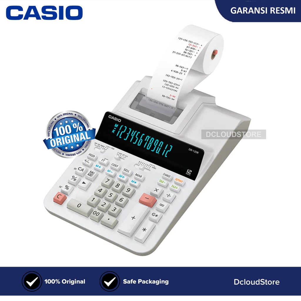 

Calculator Original Casio DR-120R Printing Kasir Struk Kalkulator Printer DR 120 R DR120R
