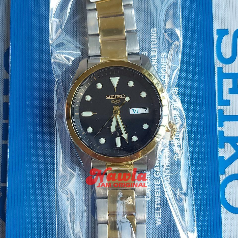 Seiko 5 Sports SRPE60K1 Automatic Silver Gold - Jam Tangan Pria SRPE60 Black Dial