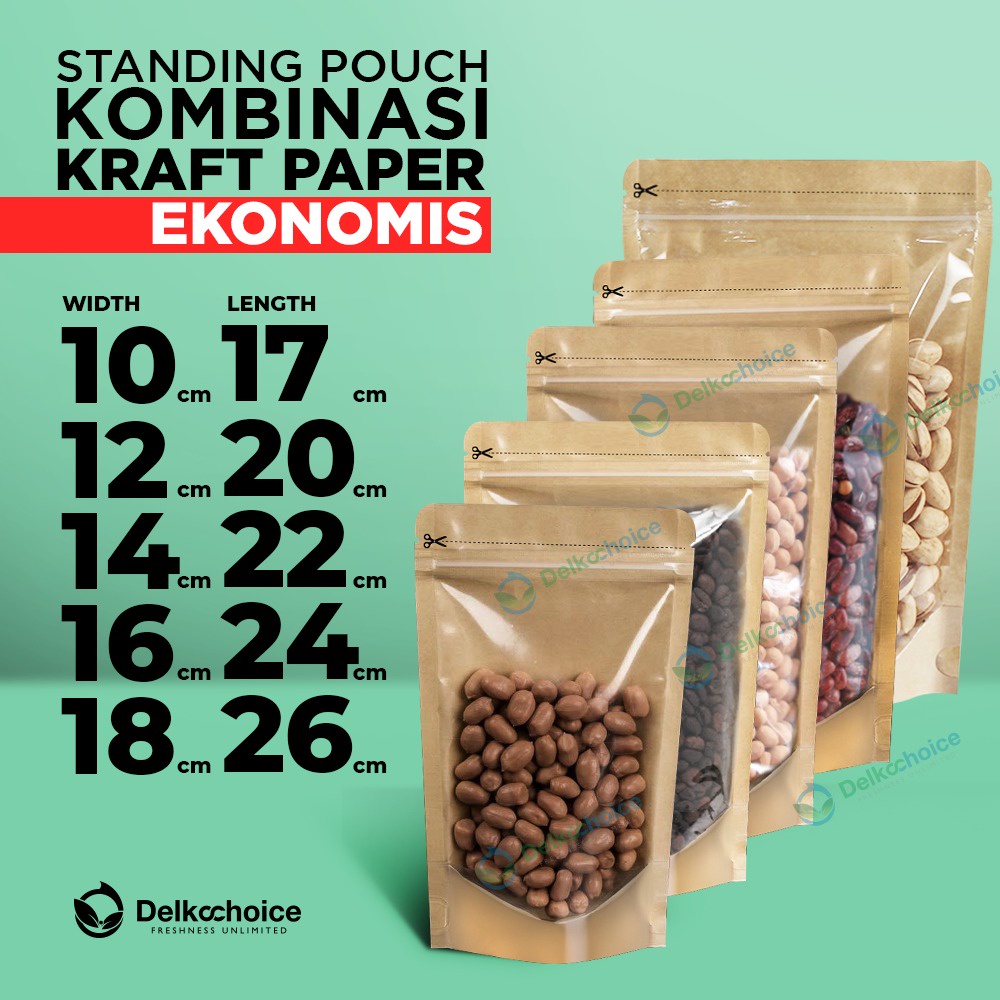 Standing Pouch Transparan Kraft Paper Ekonomis/Plastik Ziplock Satuan