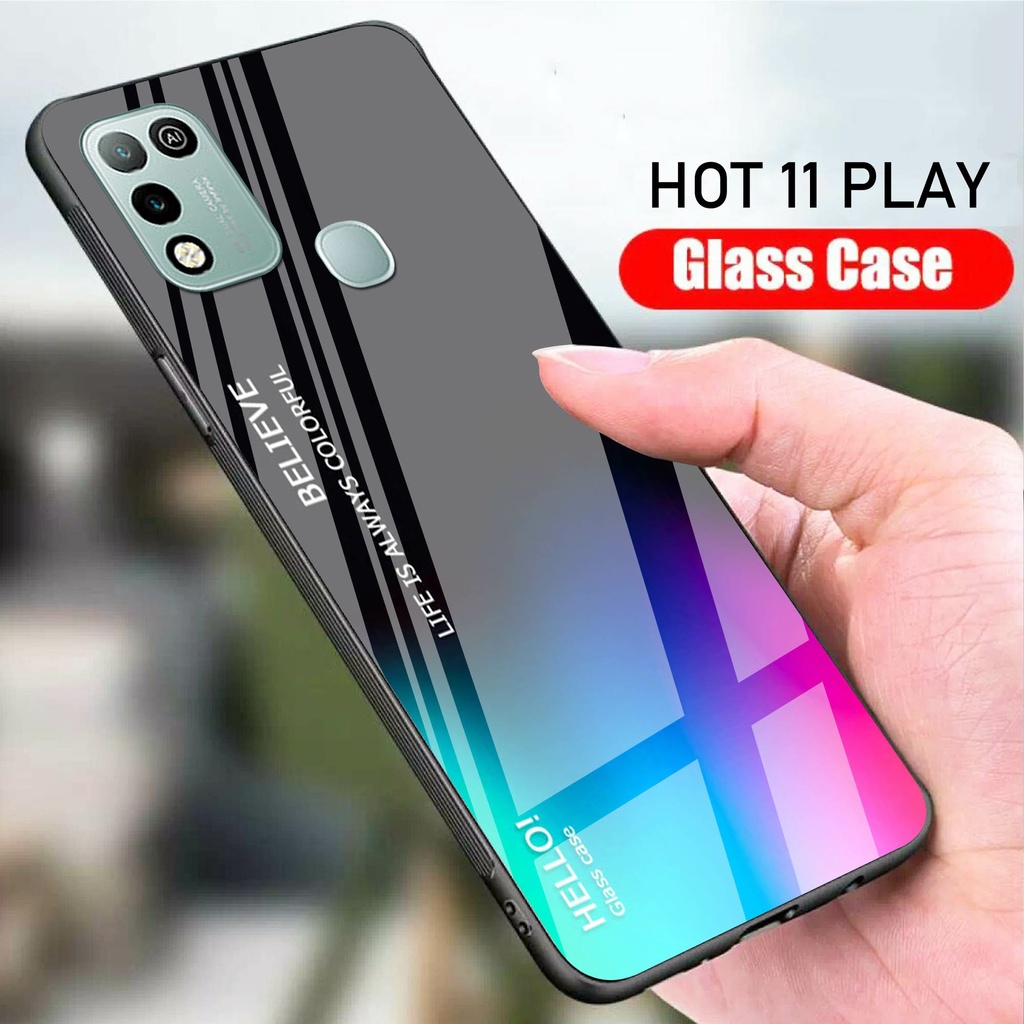 [A17] Softcase Glass Kaca Case Infinix Hot 11 play / Case Hp Infinix Hot 11 play / Casing Handphone 