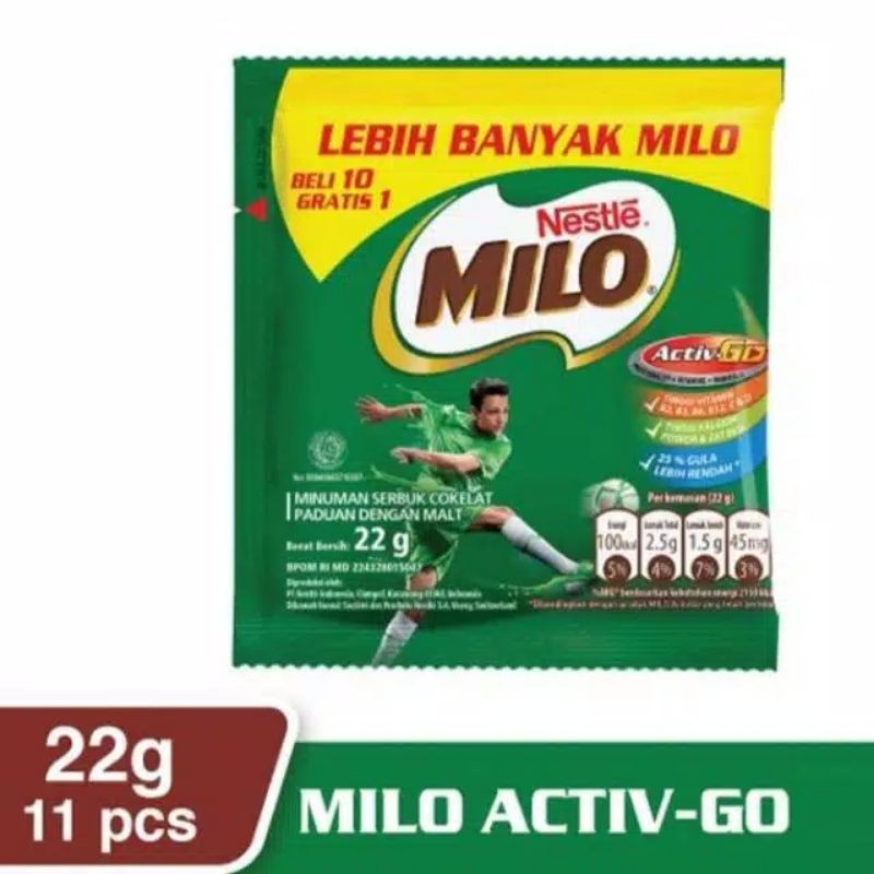 

Susu Coklat Milo Active-Go Sachet 22gr (1 renceng isi 11 sachet)